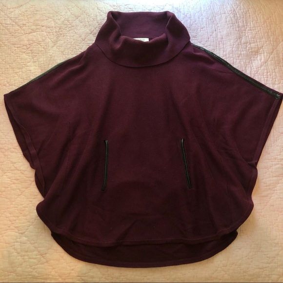 White House Black Market Sweaters - White House Black Market Plum Cowl Neck Cape